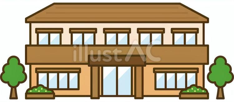 清潔感のある老人ホームの建物＿介護施設2 老人ホーム,介護施設,建物のイラスト素材