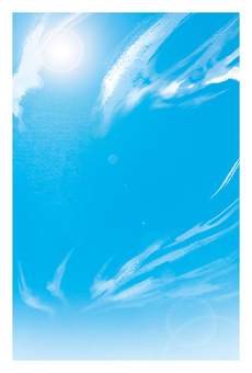 文字無しの夏の挨拶はがき　青空 夏,空,雲,暑中見舞い,残暑見舞い,テンプレート,はがき,7月,リアル,天気のイラスト素材