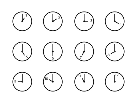 数字ありすごくシンプルな時計　文字盤透明 時計,アイコン,セット,シルエット,シンプル,時間,時刻,アナログ時計,丸時計,学校のイラスト素材