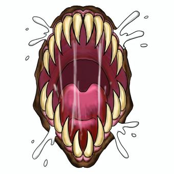 恐竜やドラゴンや爬虫類の噛みつき攻撃開口 噛みつく,噛む,食らいつく,食らう,かぶりつく,襲う,襲撃,開口,牙,口のイラスト素材