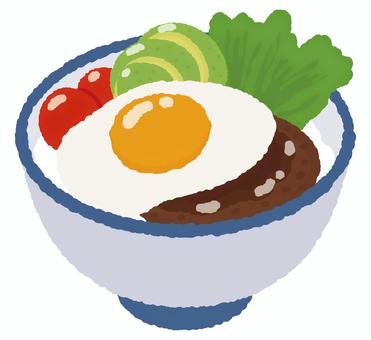 ロコモコ丼 ロコモコ丼 丼物,丼もの,丼ご飯,ロコモコ,ロコモコ丼,ハワイ,ハンバーグ,アボカド,ハワイ料理,目玉焼きのイラスト素材