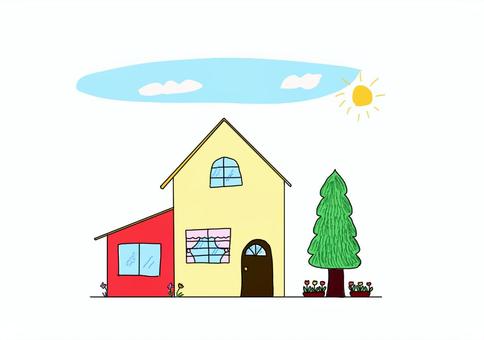 明るい家 家,郊外,マイホーム,新築,晴れのイラスト素材