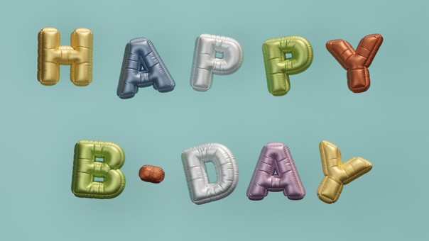 バルーンアート（HAPPYB-DAY） アイコン,誕生日,3d,cg,立体,シンプル,リアル,バルーン,風船,アルファベットのイラスト素材