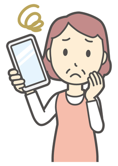  エプロンおばちゃん-223-バスト スマホ,困る,おばちゃん,エプロン,お母さん,ママ,中年,おばさん,主婦,人物のイラスト素材