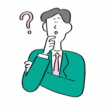疑問を抱くビジネス男性 疑問を抱くビジネス男性 はてな,はてなマーク,ハテナマーク,?,クエスチョン,疑問,困惑,当惑,分からない,困るのイラスト素材