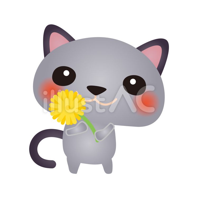cat043 猫,花,プレゼントのイラスト素材
