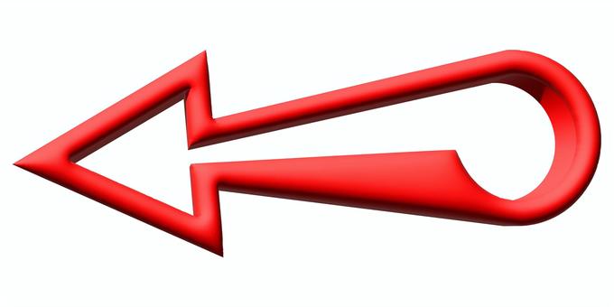 ３D風矢印赤い左向き 矢印,左向き,赤,立体,３dのイラスト素材