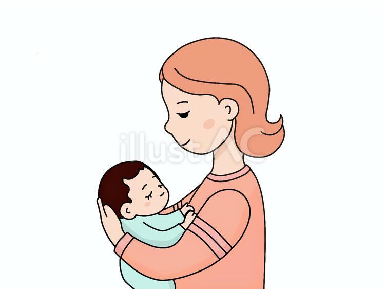 若いシンママの横顔 母親,赤ちゃん,横顔のイラスト素材