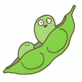 えだまめさん 枝豆,マメ,野菜,顔,デフォルメ,かわいい,挿絵,単体,背景透過のイラスト素材