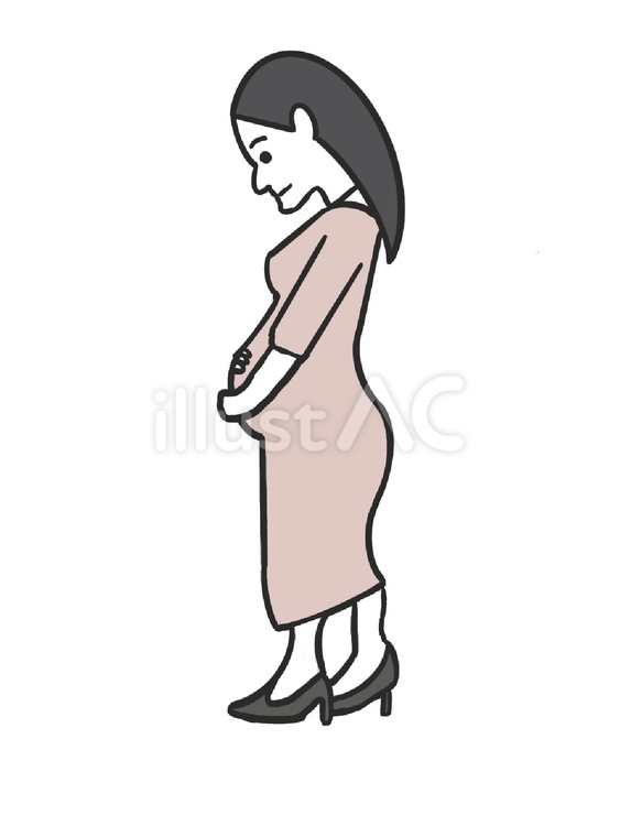 お腹に手を当てる妊婦さん 妊娠,妊婦,女性のイラスト素材