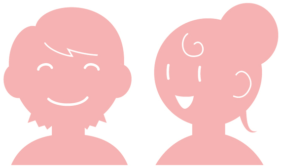 Illustration, men and women, face, a smile, 