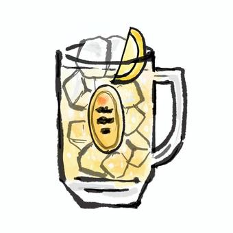 ハイボール　ジョッキ ジョッキ,筆,乾杯,アルコール,手書き,ドリンク,飲み放題,飲み会,酒,メニューのイラスト素材