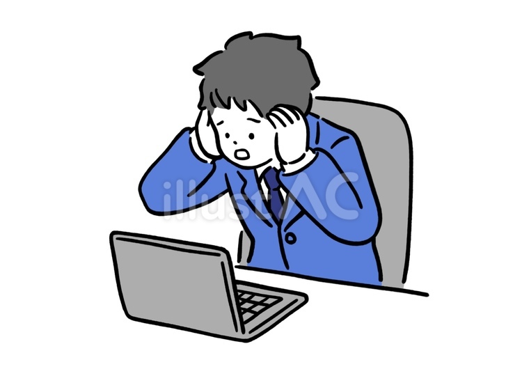 会社員　パソコン　頭抱える ビジネス,オフィス,仕事のイラスト素材