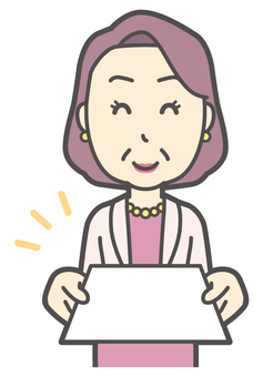  お金持ちマダム-190-バスト 書類,おばさん,中年,女性,富裕層,マダム,裕福,お金持ち,ミセス,おばちゃんのイラスト素材