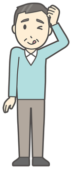 ニット中年男性-268-全身  ニット中年男性-268-全身 てへぺろ,笑顔,おじさん,男性,中年,お父さん,パパ,シニア,ミドルエイジ,人物のイラスト素材