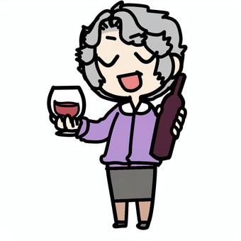 ワイン片手にドヤるおばあさん おばあさん,ワイン,ドヤる,テイスティング,笑顔,得意げ,自慢,嗜好品,うんちく,ふるまうのイラスト素材