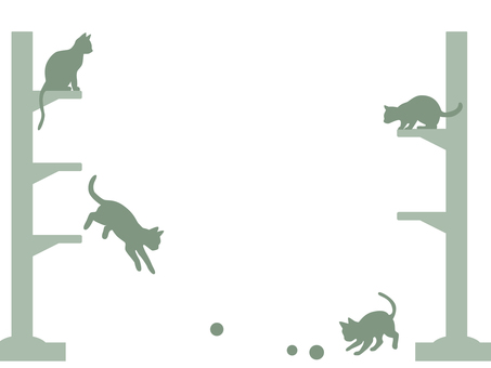 Illustration, cat, cat tower, silhouette, 