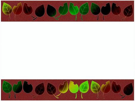 葉っぱのフレ−ム 葉っぱ,落ち葉,フレ−ム,ポストカード,メッセージカード,ザラザラ,ノイズ,秋,えんじ色,透け感のイラスト素材