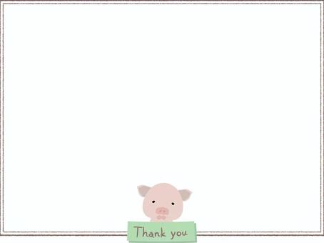 Thankyou_豚_フレーム 感謝,お礼,thankyou,ブタ,動物,かわいい,フレーム,枠,イラストのイラスト素材