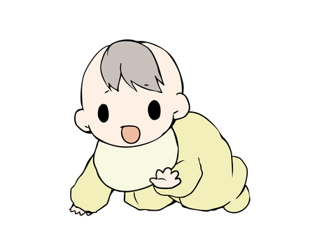 赤ちゃん ハイハイ 赤ちゃん,子供,スタイ,ハイハイ,乳児,ユーモア,ベビー,白背景,背景透過,ゆるかわのイラスト素材