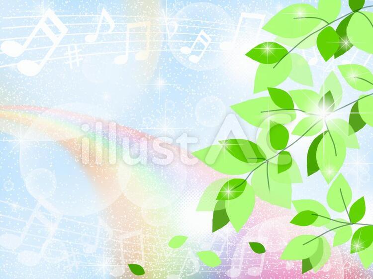 新緑の中の音符 ♪,音符,音楽のイラスト素材