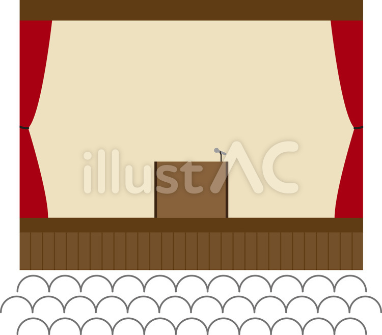 学校など体育館のステージ ステージ,演台,stageのイラスト素材