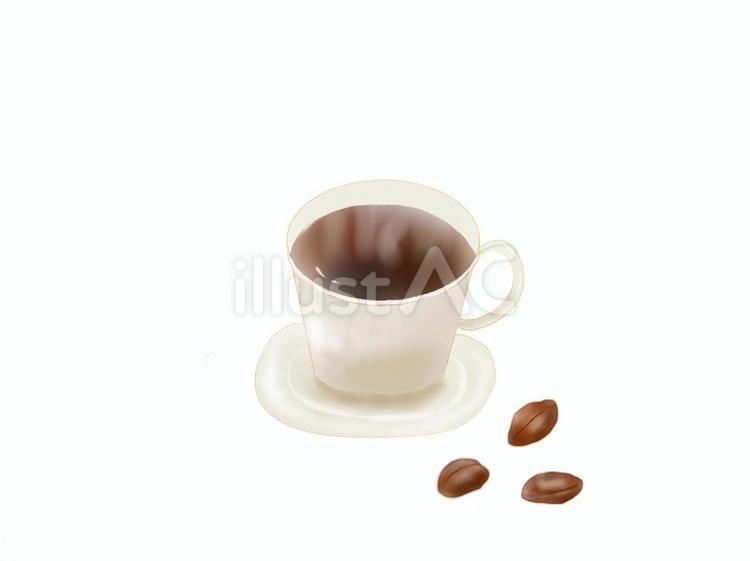 コーヒーとコーヒー豆 珈琲,コーヒー,ホットコーヒーのイラスト素材