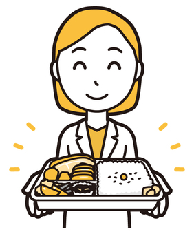  女性医師白衣(黄)-071-バスト 弁当,女医,医師,女性,白衣,スクラブ,医者,病院,医療,ドクターコートのイラスト素材