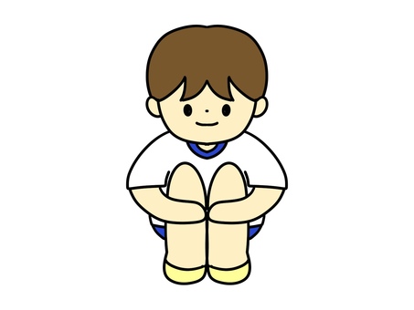 体育座りの男の子 体育座り,男の子,体育,授業,小学校,小学生,運動,整列,ひざ,抱えるのイラスト素材