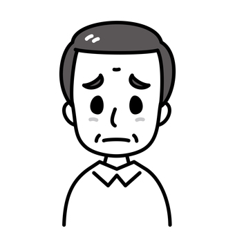 おじいさん　困り顔　白黒 困り顔,おじいさん,白黒,不満,困惑,顔,高齢者,困る,不機嫌,弱ったのイラスト素材