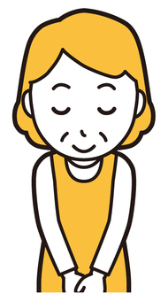  エプロンおばちゃん(黄)-081-バスト