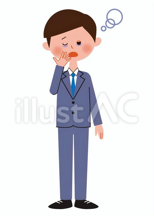 睡眠不足の会社員 ビジネスマン,ビジネスパーソン,男性のイラスト素材
