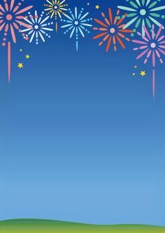 Fireworks night view frame vertical (with background), JPG and AI Fireworks night view frame vertical (with background), fireworks, summer festival, night sky, JPG and AI