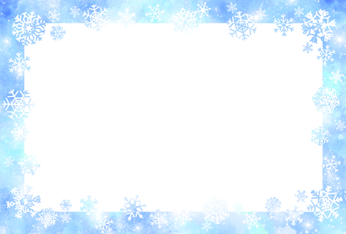 雪の結晶の水彩フレーム　冬の模様飾り 雪の結晶,フレーム,枠,冬,雪,飾り枠,キラキラ,囲み,装飾,飾り罫のイラスト素材