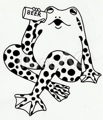 ビールを飲むかえるさん1
