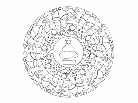 【塗り絵】クリスマスの曼荼羅③ クリスマス,曼荼羅,まんだら,ベル,ツリー,教材,教育,療育,練習,言語療法のイラスト素材