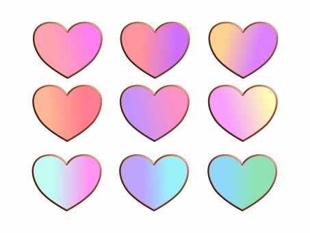 ゆめかわ♡ぷっくりハートセット ハート,ゆめかわ,グラデーション,かわいい,あしらい,スタンプ,ぷっくり,立体的,3d,ファンシーのイラスト素材