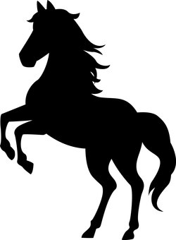 竿立ちの馬のシルエット 馬,クールベット,竿立ち,干支,十二支,手描き,2026年,動物,哺乳類,立髪のイラスト素材