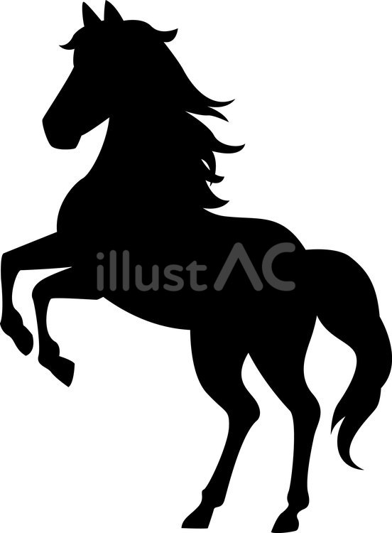 竿立ちの馬のシルエット 馬,クールベット,竿立ちのイラスト素材