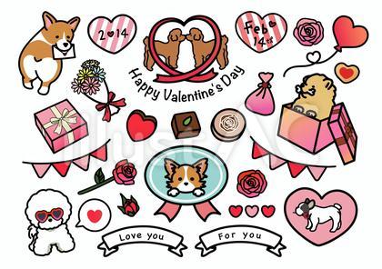 バレンタイン素材 イラストセット 犬
