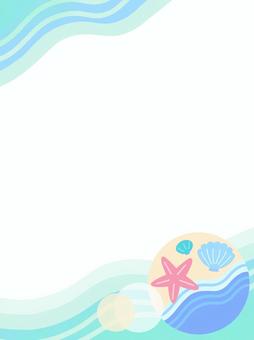 浜辺のイラスト(背景白) 浜,砂浜,海,海辺,磯,浅瀬,潮,波,貝,貝殻のイラスト素材