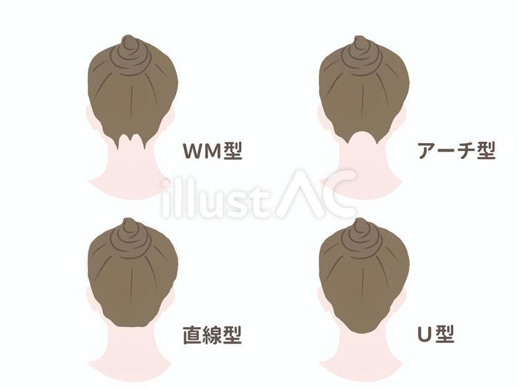 女性のうなじタイプ　主線なし　文字入り 脱毛,除毛,女性のイラスト素材