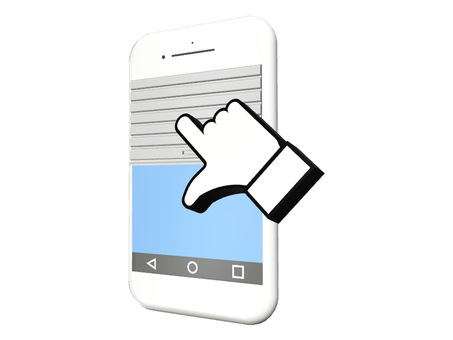 スマホ　シャッターで防犯対策 スマートフォン,スマホ,セキュリティ,シャッター,防犯,安全,安心,生活,指,スワイプのイラスト素材