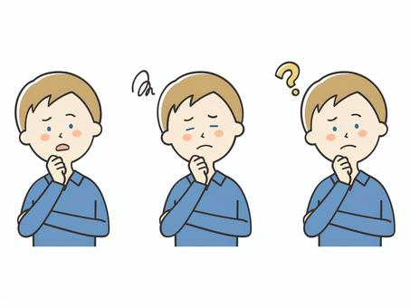 悩む白人男性のセット 悩む白人男性のセット 困る,不安,悩む,男性,外国人,白人,心配,不満,考える,落ち込むのイラスト素材