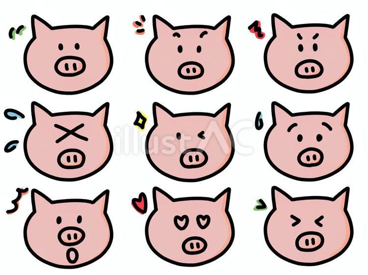 ブタ　表情 ブタ,表情,動物のイラスト素材