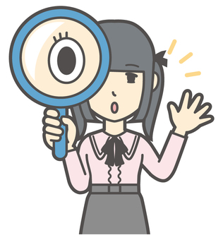  地雷系女子-402-バスト 虫眼鏡,地雷系,女性,女の子,ツインテール,人物,かわいい,探す,検索,見るのイラスト素材