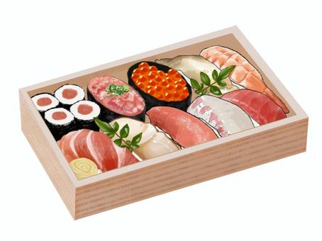 寿司(折り詰め弁当)B 寿司(折り詰め弁当)B 寿司,折詰,弁当,折り,伝統,食文化,折箱,箱詰め,持ち帰り,お土産のイラスト素材