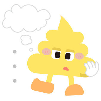考え事をする_うんちのキャラクター うんち,うんこ,考え事,考え,思考,自己肯定,吹き出し,感情,便,キャラクターのイラスト素材