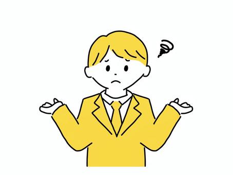 お手上げ状態のビジネスマン ビジネスマン,スーツ,サラリーマン,会社員,困る,悩む,不満,お手上げ,やれやれ,失敗のイラスト素材