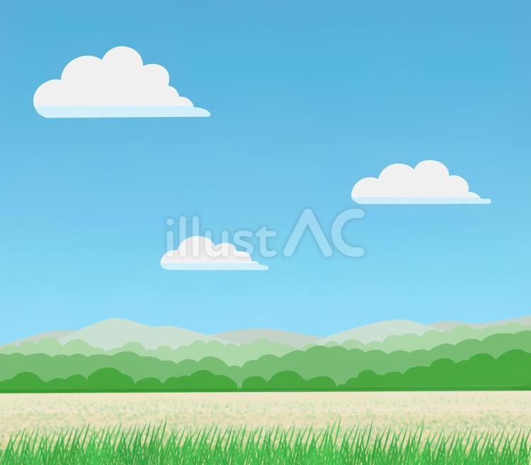 田舎の夏の田園風景 風景,田舎,自然のイラスト素材
